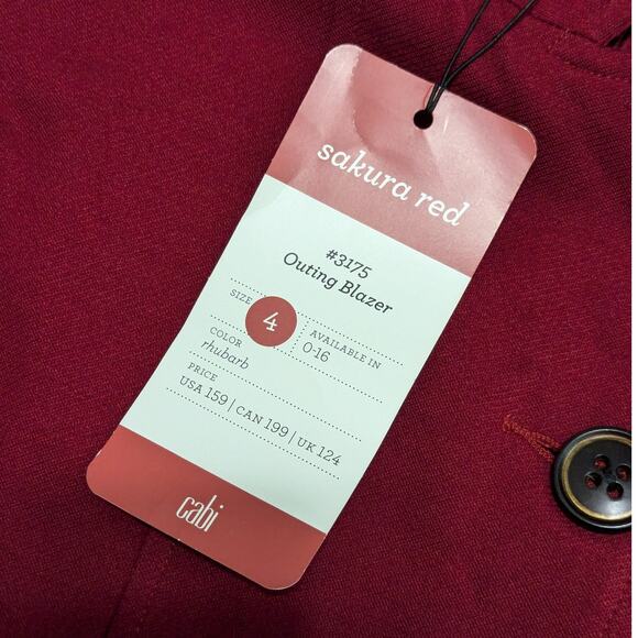 CAbi Outing Blazer Rhubarb Red Asymmetrical Jacket Coat Womens 4 Preppy Top - Picture 4 of 6